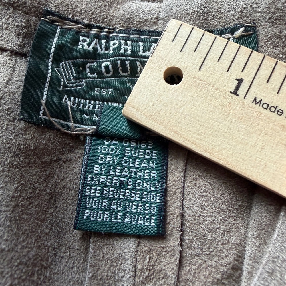 Vintage Ralph Lauren Country Suede Suspender Skirt Brown Western USA Made Moose - Picture 8 of 14